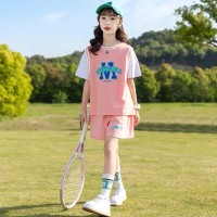 网红女童夏季套装2024洋气新款中大童儿童夏装女孩时髦运动两件套