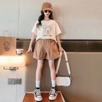 女童夏装套装洋气时髦短裤儿童装2024新款女孩夏季短袖运动两件套