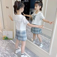 原版质量女童jk制服裙子夏季小学生连衣裙学院风套装女孩百褶裙