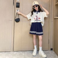 女童夏装儿童洋气网红夏季短袖百褶裙韩版两件套潮