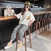 含棉）女童夏装短袖套装2024新款洋气中大童装女孩夏季运动两件套