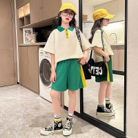女童夏装2024新款中大童韩版Polo宽松短裤运动小女孩童装两件套