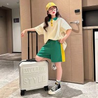 女童夏装2024新款中大童韩版Polo宽松短裤运动小女孩童装两件套