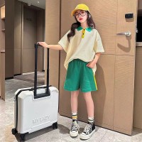 女童夏装2024新款中大童韩版Polo宽松短裤运动小女孩童装两件套