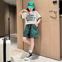 女童夏季套装2024新款洋气儿童时髦短袖休闲童装夏装短裤两件套夏