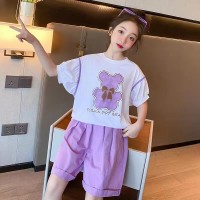 女童夏装套装2024新款洋气时髦儿童装夏季网红女孩短袖短裤两件套