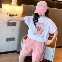 女童夏装套装2024新款洋气时髦儿童装夏季网红女孩短袖短裤两件套