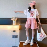 女童夏装套装2024新款洋气时髦儿童装夏季网红女孩短袖短裤两件套