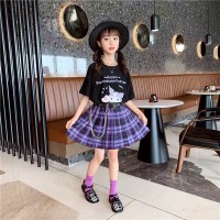 女童套装夏季2024红jk半身裙两件套儿童炸街t恤学院风裙装