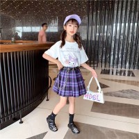 女童套装夏季2024红jk半身裙两件套儿童炸街t恤学院风裙装