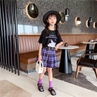 女童套装夏季2024红jk半身裙两件套儿童炸街t恤学院风裙装