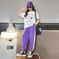 女童夏装洋气套装网红2024新款短袖t恤中大童学生女孩运动两件套