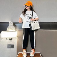 女童夏装洋气套装网红2024新款短袖t恤中大童学生女孩运动两件套