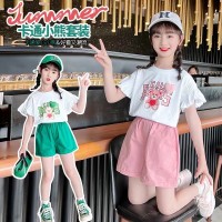 女童套装夏季2024新款童装女洋气网红炸街中大童儿童短裤两件套夏