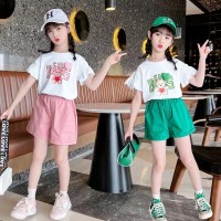 女童套装夏季2024新款童装女洋气网红炸街中大童儿童短裤两件套夏