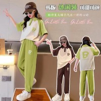 童（含棉）短袖休闲运动套装2024新款中大童洋气儿童Polo衫两件套
