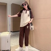 童（含棉）短袖休闲运动套装2024新款中大童洋气儿童Polo衫两件套