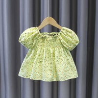 1362#女小童套装夏季款宝宝纯棉衣服婴碎花上衣短裤田园风两件套