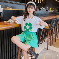 女童套装夏装2024新款中大童网红洋气女孩短袖休闲夏季短裤两件套