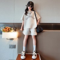 女童短裤套装夏季2024红炸街儿童夏装女孩酷大童夏款两件套
