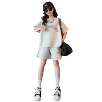 女童短裤套装夏季2024红炸街儿童夏装女孩酷大童夏款两件套