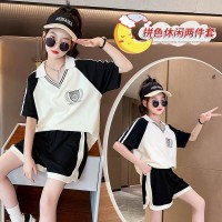 女童短裤套装夏款2024新款儿童韩版休闲短袖女大童运动夏装两件套