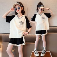 女童短裤套装夏款2024新款儿童韩版休闲短袖女大童运动夏装两件套