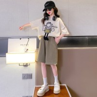 女童夏装韩版套装2024洋气女孩卡通T短袖短裤夏季t恤时髦两件套潮