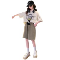女童夏装韩版套装2024洋气女孩卡通T短袖短裤夏季t恤时髦两件套潮