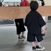 男童夏季西装两件套新品宽松休闲男孩韩版儿童短袖短裤透气两件套