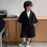 男童夏季西装两件套新品宽松休闲男孩韩版儿童短袖短裤透气两件套
