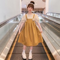 纯棉连衣裙女童夏装时髦背带裙新款洋气女孩儿童夏季套装裙子大童