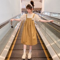 纯棉连衣裙女童夏装时髦背带裙新款洋气女孩儿童夏季套装裙子大童