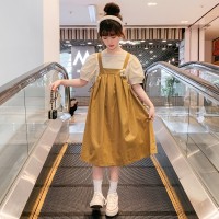 纯棉连衣裙女童夏装时髦背带裙新款洋气女孩儿童夏季套装裙子大童