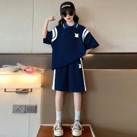 网红女童夏装套装2024新款洋气儿童宽松童装中大童夏季运动两件套