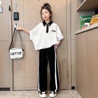 女童夏季套装2024红儿童时髦洋气衣服女大童夏装短袖两件套