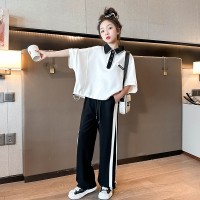 女童夏季套装2024红儿童时髦洋气衣服女大童夏装短袖两件套