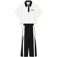 女童夏季套装2024红儿童时髦洋气衣服女大童夏装短袖两件套
