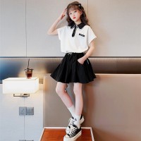 女童夏装新款洋气儿童装学院风百褶裙夏季