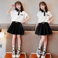 女童夏装新款洋气儿童装学院风百褶裙夏季