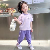 女小童运动套装夏季2024新款女宝宝卡通短袖夏装小女孩休闲两件套