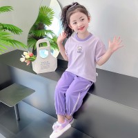 女小童运动套装夏季2024新款女宝宝卡通短袖夏装小女孩休闲两件套