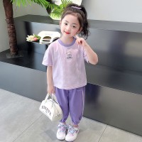 女小童运动套装夏季2024新款女宝宝卡通短袖夏装小女孩休闲两件套
