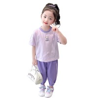 女小童运动套装夏季2024新款女宝宝卡通短袖夏装小女孩休闲两件套