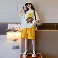 女童短袖套装夏装2024新款儿童洋气五分短裤夏天中大童运动两件套