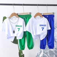 纯棉男童短袖T恤束脚裤套装儿童休闲拼接两件套夏季洋气中大童装