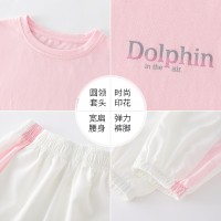 女童学院风裙子短袖洋气2024新款夏装女孩夏季网红儿童条纹连衣裙