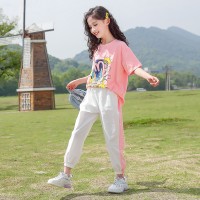 含棉女童网红套装夏装2024洋气新款中大童装夏季儿童运动女孩套装