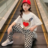 纯棉女童夏季套装2024新款洋气时髦短袖童装中大童儿童两件套夏款