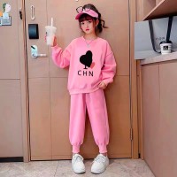 女童春季休闲套装2024新款洋气女中大童春秋长袖两件套网红衣服潮